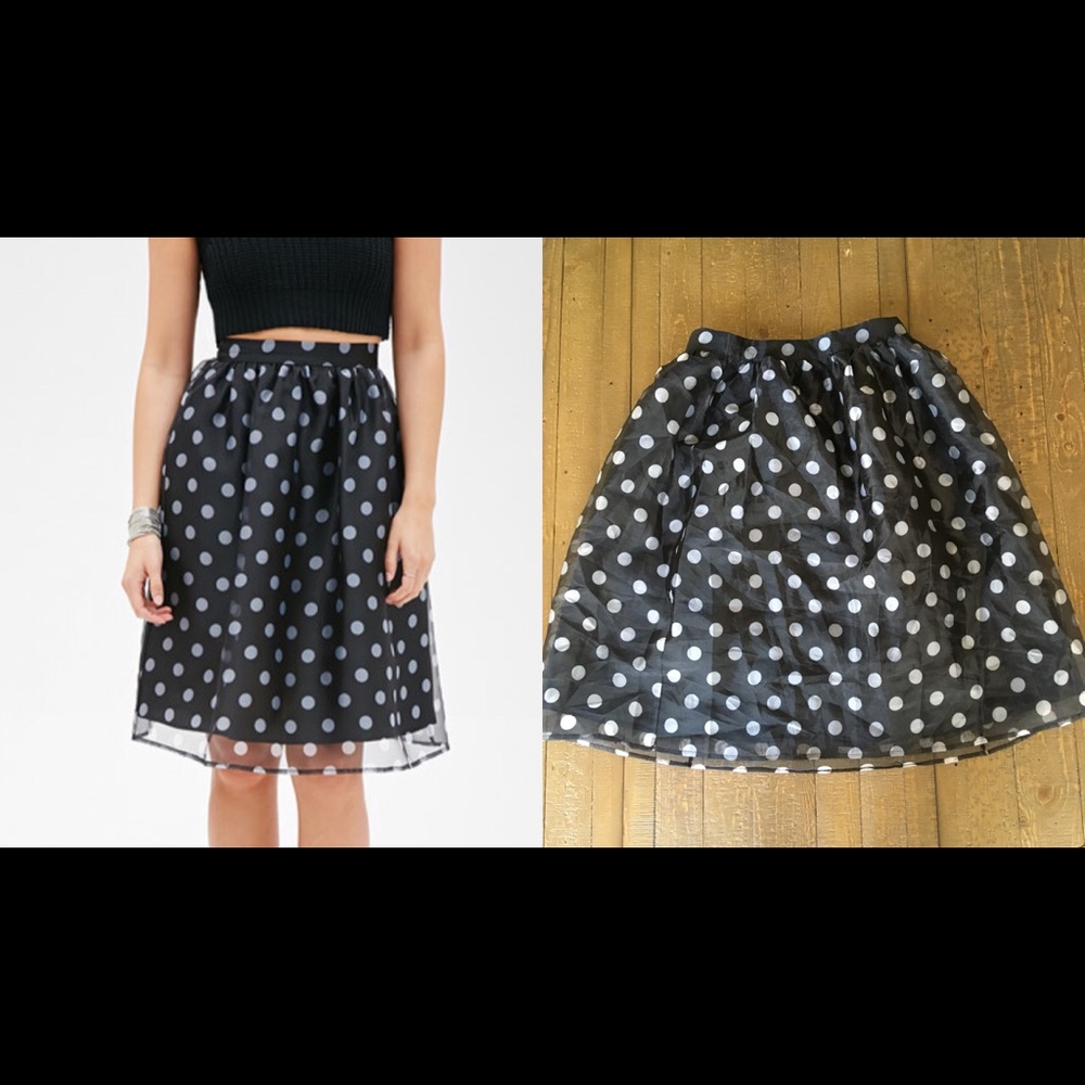 2 for $19/ F21 retro-style polka dot midi skirt